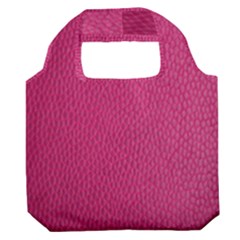 Pink Leather Leather Texture Skin Texture Premium Foldable Grocery Recycle Bag