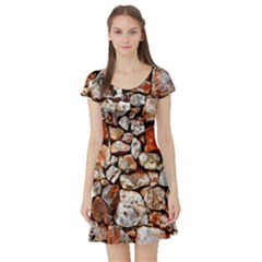 Stone Wall Wall Texture Drywall Stones Rocks Short Sleeve Skater Dress by artworkshop