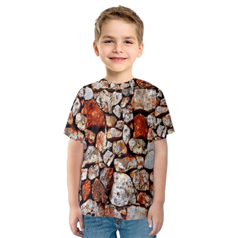 Stone Wall Wall Texture Drywall Stones Rocks Kids  Sport Mesh Tee by artworkshop