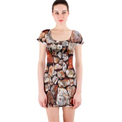 Stone Wall Wall Texture Drywall Stones Rocks Short Sleeve Bodycon Dress by artworkshop