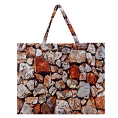 Stone Wall Wall Texture Drywall Stones Rocks Zipper Large Tote Bag by artworkshop