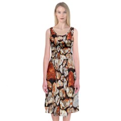 Stone Wall Wall Texture Drywall Stones Rocks Midi Sleeveless Dress by artworkshop