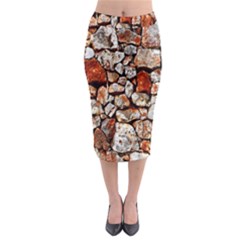 Stone Wall Wall Texture Drywall Stones Rocks Midi Pencil Skirt by artworkshop