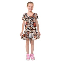 Stone Wall Wall Texture Drywall Stones Rocks Kids  Short Sleeve Velvet Dress by artworkshop