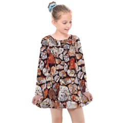 Stone Wall Wall Texture Drywall Stones Rocks Kids  Long Sleeve Dress