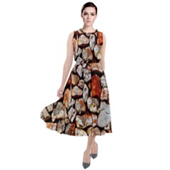 Stone Wall Wall Texture Drywall Stones Rocks Round Neck Boho Dress by artworkshop