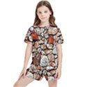 Stone Wall Wall Texture Drywall Stones Rocks Kids  Tee and Sports Shorts Set View1