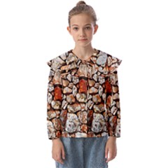 Stone Wall Wall Texture Drywall Stones Rocks Kids  Peter Pan Collar Blouse