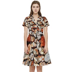 Stone Wall Wall Texture Drywall Stones Rocks Short Sleeve Waist Detail Dress by artworkshop