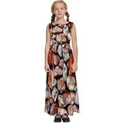 Stone Wall Wall Texture Drywall Stones Rocks Kids  Satin Sleeveless Maxi Dress by artworkshop