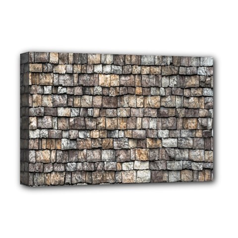 Wall Stone Wall Brick Wall Stoneworks Masonry Deluxe Canvas 18  X 12  (stretched) by artworkshop