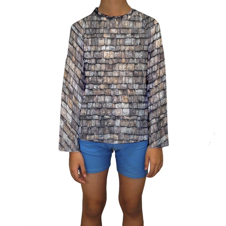 Wall Stone Wall Brick Wall Stoneworks Masonry Kids  Long Sleeve Swimwear