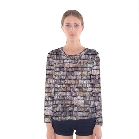 Wall Stone Wall Brick Wall Stoneworks Masonry Women s Long Sleeve Tee by artworkshop