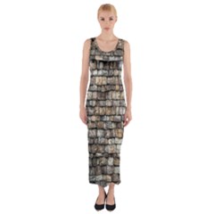 Wall Stone Wall Brick Wall Stoneworks Masonry Fitted Maxi Dress by artworkshop