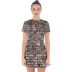 Wall Stone Wall Brick Wall Stoneworks Masonry Drop Hem Mini Chiffon Dress by artworkshop