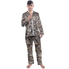 Wall Stone Wall Brick Wall Stoneworks Masonry Men s Long Sleeve Satin Pajamas Set by artworkshop