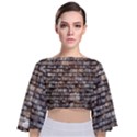 Wall Stone Wall Brick Wall Stoneworks Masonry Tie Back Butterfly Sleeve Chiffon Top View1