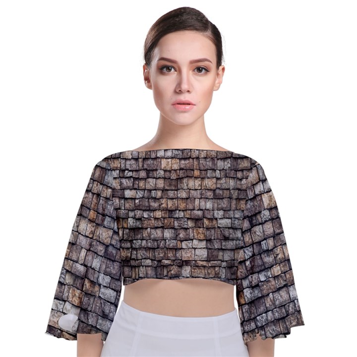 Wall Stone Wall Brick Wall Stoneworks Masonry Tie Back Butterfly Sleeve Chiffon Top