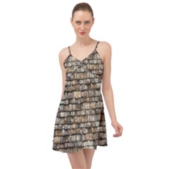 Wall Stone Wall Brick Wall Stoneworks Masonry Summer Time Chiffon Dress by artworkshop