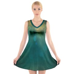 Background Green V-neck Sleeveless Dress by nate14shop