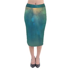 Background Green Velvet Midi Pencil Skirt