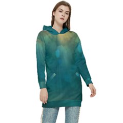 Background Green Women s Long Oversized Pullover Hoodie