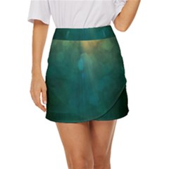 Background Green Mini Front Wrap Skirt