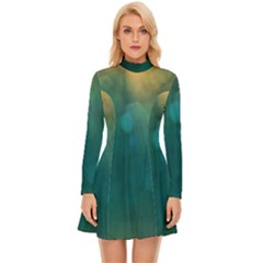 Background Green Long Sleeve Velour Longline Dress