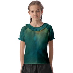 Background Green Kids  Frill Chiffon Blouse