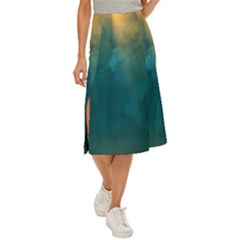 Background Green Midi Panel Skirt