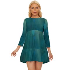 Background Green Long Sleeve Babydoll Dress