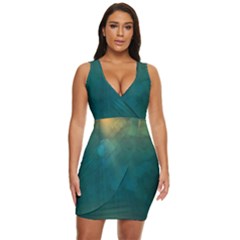 Background Green Draped Bodycon Dress