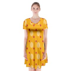 Circles-color-shape-surface-preview Short Sleeve V-neck Flare Dress by nate14shop