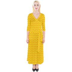 Polkadot Gold Quarter Sleeve Wrap Maxi Dress by nate14shop