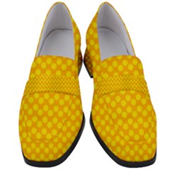 Polkadot Gold Women s Chunky Heel Loafers by nate14shop