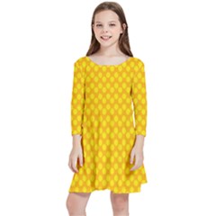 Polkadot Gold Kids  Quarter Sleeve Skater Dress by nate14shop