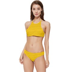 Polkadot Gold Banded Triangle Bikini Set