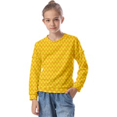 Polkadot Gold Kids  Long Sleeve Tee With Frill 