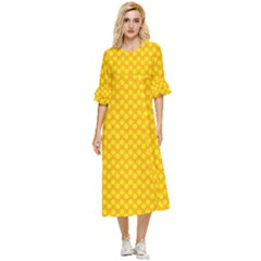 Polkadot Gold Double Cuff Midi Dress