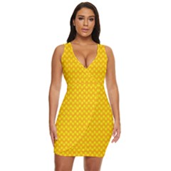 Polkadot Gold Draped Bodycon Dress