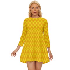 Polkadot Gold Long Sleeve Babydoll Dress