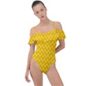 Polkadot Gold Frill Detail One Piece Swimsuit View1