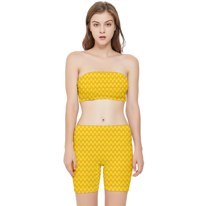 Polkadot Gold Stretch Shorts and Tube Top Set