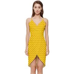 Polkadot Gold Wrap Frill Dress