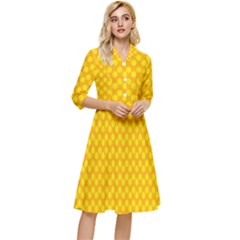 Polkadot Gold Classy Knee Length Dress