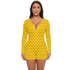 Polkadot Gold Long Sleeve Boyleg Swimsuit