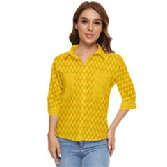 Polkadot Gold Women s Quarter Sleeve Pocket Shirt