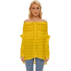 Polkadot Gold Off Shoulder Chiffon Pocket Shirt