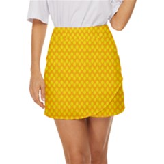 Polkadot Gold Mini Front Wrap Skirt by nate14shop