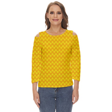 Polkadot Gold Cut Out Wide Sleeve Top by nate14shop